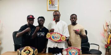The Bronx Boxing Club's WBO Africa champions met with the Sports Minister, Kofi Adams.