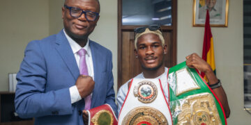 Theo Lopez Presents WBO Africa Title Belt To Sports & Recreation Minister