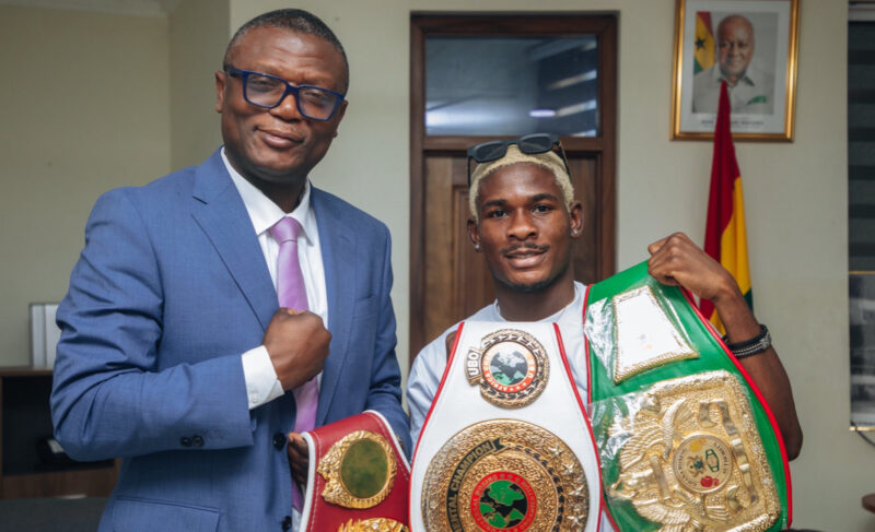 Theo Lopez Presents WBO Africa Title Belt To Sports & Recreation Minister