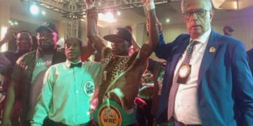 David Mwale of Zambia defeats Ghana's Michael Decardi Nelson