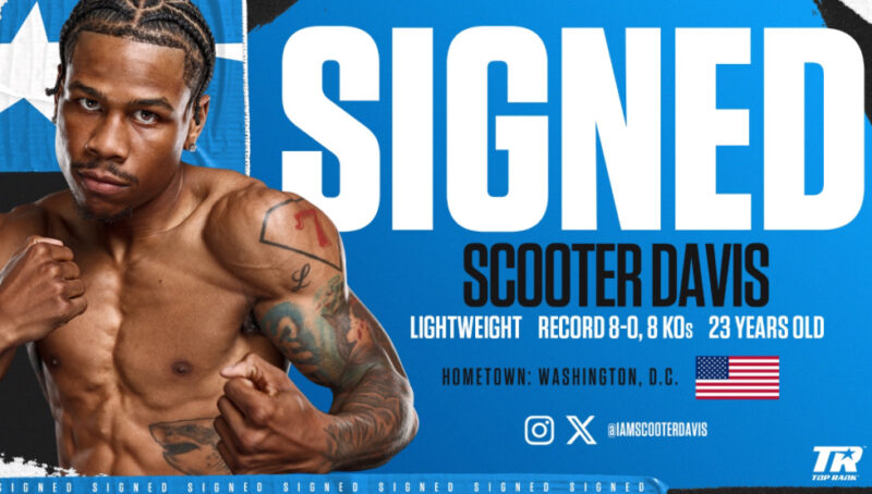 Knockout Artist Scooter Davis Signs Promotional Contract with Top Rank