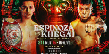 Rafael “El Divino” Espinoza defends his strap against Ukraine’s Arnold Khegai