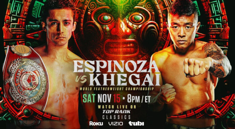 Rafael “El Divino” Espinoza defends his strap against Ukraine’s Arnold Khegai