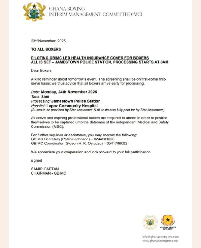 Ghana Boxing IMC Pilots Star Assurance PolicyCover For Boxers