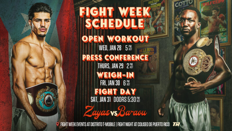 Xander Zayas vs. Abass Baraou Fight Week Events to Stream LIVE on Top Rank’s Social Media Channels