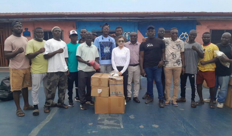Chinese Investor, Christina Xia present boxing equipment to nine gyms in Accra